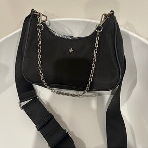 Peta + Jain Black Shoulder Bag with Chain Detail